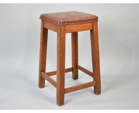 A Vintage Square Topped Stool, 61cm High