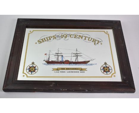 A Framed Mirror Print, "Ships of the 19th Century - The Britannia", 51x38cm