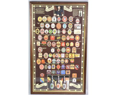 A Framed Modern Print Depicting Beer Bottle Labels for Whitbread, 41cm X 71cm
