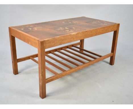 A Mid 20th Century Tile Topped Coffee Table, 85cms by 45cms