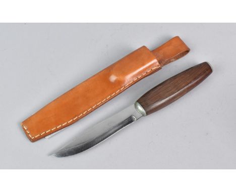 A Norwegian Hunting Knife in Leather Scabbard, Helle Fabrikker Norway, Overall Length 21cm