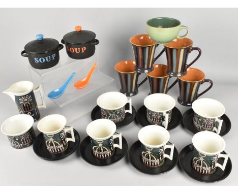 A Part Portmeirion "Magic City" Part Service Together with Deny Mugs, Cup and Two Soup Pots with Spoons