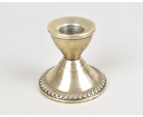 A Sterling Silver Candlestick of Short Proportions, 6cm high