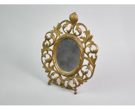An Easel Back Gilt Oval Mirror, 27cm High