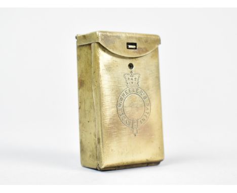 A Small Compact Brass Box Bearing Symbol for Georgian Crown Above a Belt, Wheeler's Patent, Ryde.I.W in Belt, (Ryde Isle of W