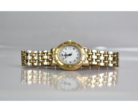 A Gold Plated Raymond Weil Wrist Watch, White  Face with Roman Numeral Hour Indicators, Date Aperture at 3 O'Clock, with Seco