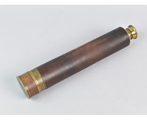A Late Victorian/Edwardian Brass and Leather Two Draw Telescope with Anchor Trademark and 'Try Me'