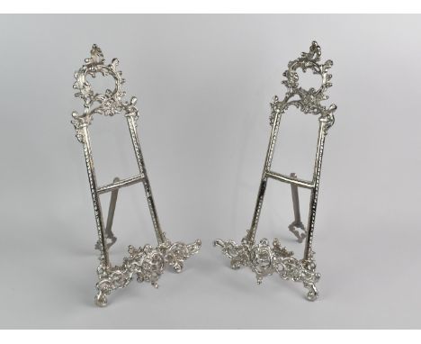 A Pair of Plated Easel Back Picture Stands, 40cm high