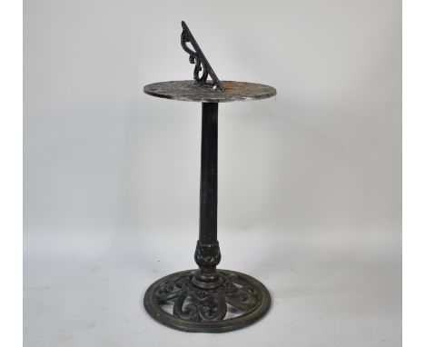 A Black Painted Cast Metal Sundial, 81cm high
