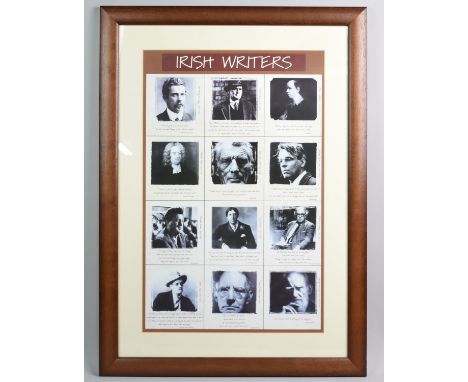 A Framed Print Depicting Irish Writers, 22x50cm