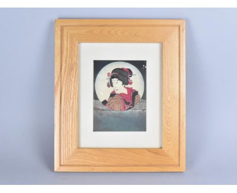 A Framed Japanese Woodblock Print, Subject 15x19cm and Frame 36x41cm
