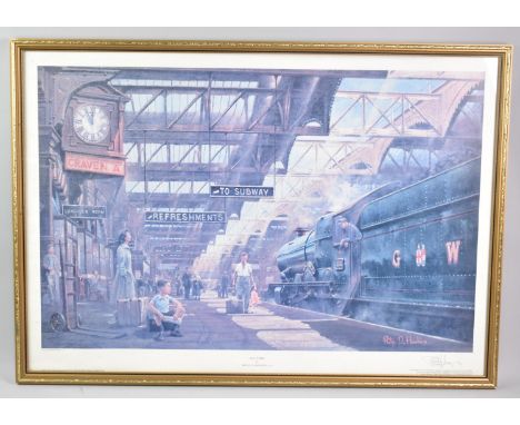 A Framed Philip D. Hawkins Print, "On Time", Signed in Pencil, 69x44cm