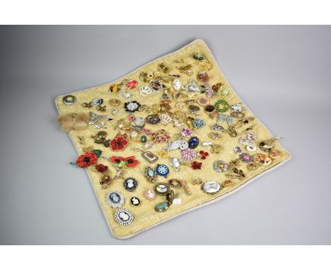 A Large Collection of Vintage Brooches to include Jewelled, Insects and Animals, Microcosmic and Poppies Etc