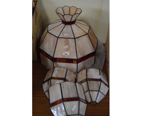 Marbled glass ceiling light and three matching wall pockets