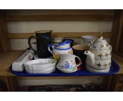 Tray of various mixed ceramics to include small Wedgwood items, Poole Pottery jug etc