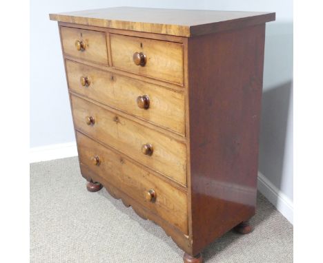 A Victorian mahogany Chest of Drawers,&nbsp;of two short and three long drawers, W 106 cm x H 107 cm x D 48 cm. 