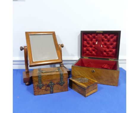 A late Victorian walnut Tea Caddy, by 'Briggs' (27 Piccadilly London), together with an olive wood Souvenir Box from Jerusale