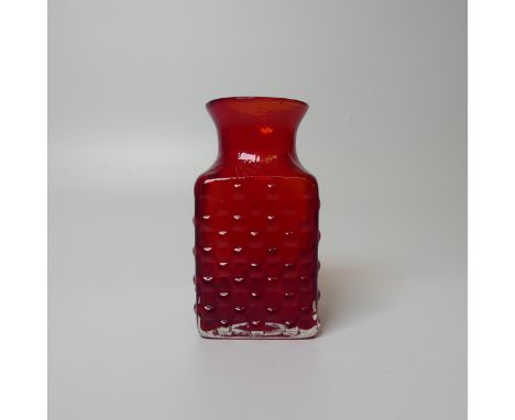 A Geoffrey Baxter for Whitefriars 'Chess' Vase, in ruby red, H15cm. 