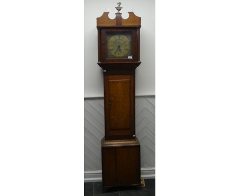 Ralph Sayers, Lindfield, an oak 30-hour longcase clock with single-weight movement striking on a bell, the 11-inch square bra