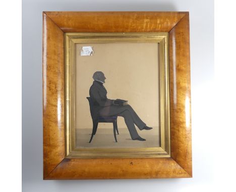 William Dyer Beaumont (active 1833-1852), a silhouette portrait of a Lady, seated holding a book, and heightened with white, 