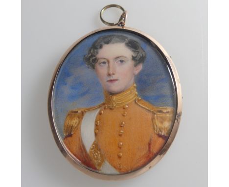 Alfred Edward Chalon (British, 1780-1860), Portrait Miniature of a young Officer of the 33rd Regiment, wearing a scarlet unif