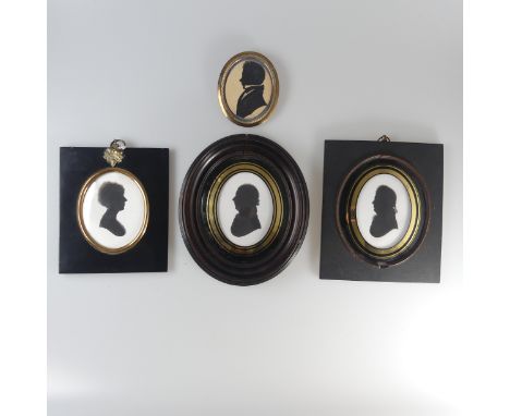 John Miers&nbsp;(1758-1821), Silhouette portrait of Sir Jasper Nicholls K.C.B., paint on plaster, oval, 8.5cm x 6cm, in verre