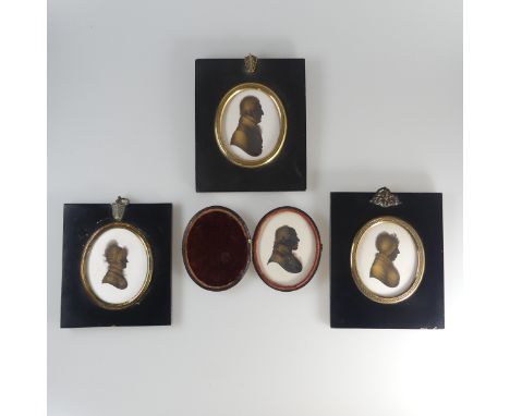 Miers &amp; Field&nbsp;(1756-18210, Silhouette portrait of a Gentleman in profile to sinister, paint on plaster, oval, 8cm x 