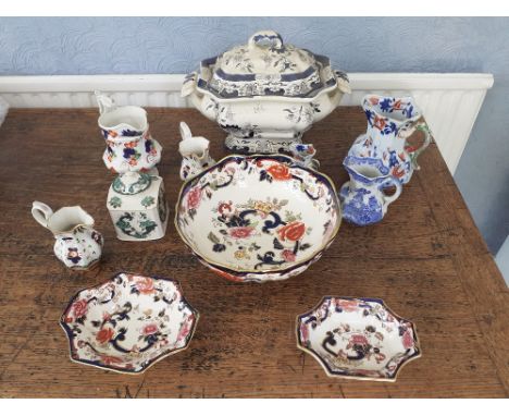 A collection of Mason. Four jugs, Modern Mandalay bowl boxed 10" dia two Mandalay sweetmeat dishes ,Chartreuse tea caddy boxe