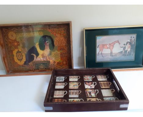 Two decoupage  trays and another retro tray with a racing print (3) 20/30 