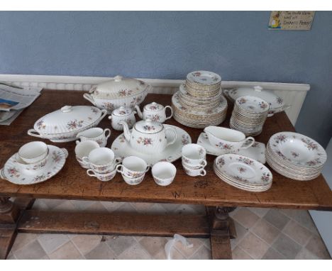 A Minton Marlow dinner and tea service including serving dishes, plates ,Tureens, tea  cups etc aprox 83 pieces. 80/120