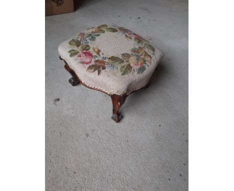 Early Victorian Rosewood footstool with tapestry seat with victorian piano stool 30/50