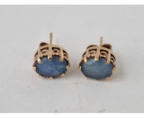 A pair of opal doublet studs 9ct