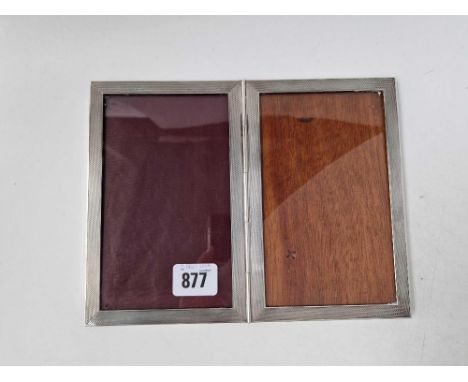 An unusual double folding photo frame, engine turned, 7" high, Birmingham 1946