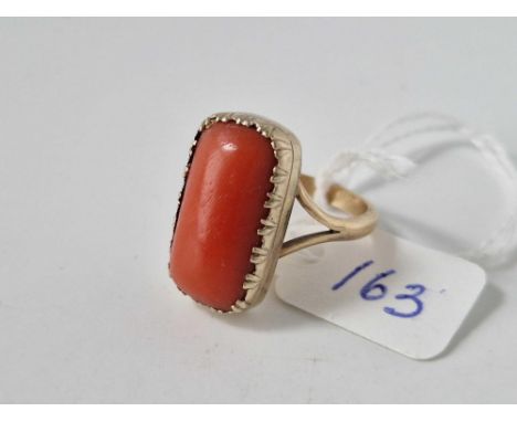 A 19th century coral ring set in gold size R 5.5 gms