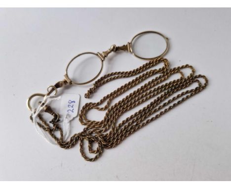 A lorgnette and guard chain 56 inch