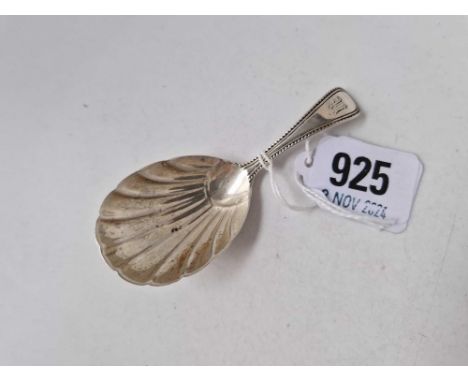 Victorian caddy spoon shell shaped bowl and beaded handle London 1873 By G A