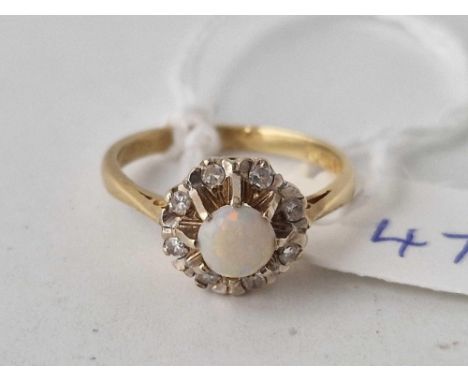 A opal and diamond ring 9ct size L 3 gms