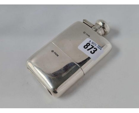A spirit flask plain with pull off base, a bayonet cover, Sheffield 1915, 215g