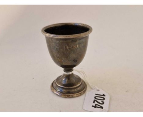 A plain egg cup, pedestal stem,  2.5" high, Birmingham 1933, 55g