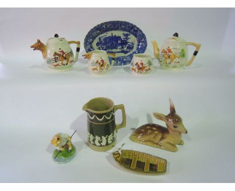 A collection of miscellaneous ceramics including a Royal Doulton Bunnykins baby's feeding bowl and two handled cup, a boxed B