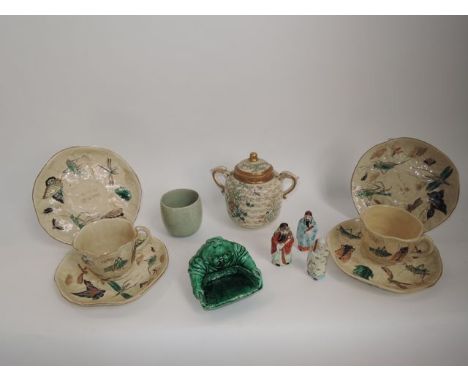 A collection of oriental and other ceramics including late 19th century satsuma teawares with painted insect detail comprisin