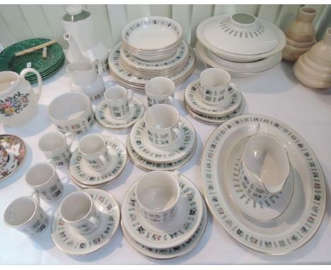 A quantity of Royal Doulton Tapestry pattern dinner and tea wares, number TC1024 comprising: a pair of circular covered turee