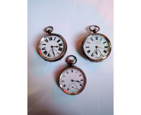 A late Victorian silver open-faced pocket watch, Chester, 1900, the white enamelled dial with black Roman numerals, subsidiar