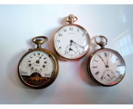 A 9ct rose gold open-faced pocket watch, Stayte, the white enamelled dial with black Arabic numerals, subsidiary dial for sec