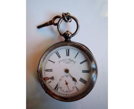 A silver open-faced pocket watch, 935 standard, the white enamelled dial with black Roman numerals, subsidiary dial for secon