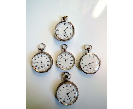 A George V silver open-faced pocket watch, hallmarked for Birmingham 1925, the white enamelled dial with black Roman numerals