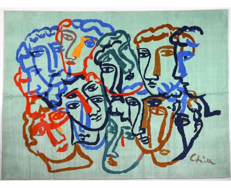 Faces. Tapestry. Cm 400,00 x 300,00. 5/29. Signature lower right. At the back Cleto Munari &amp; Friends label.