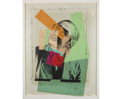 Portrait of Carlo Scarpa. 1980. Mixed media and collage on paper. Cm 90,00 x 140,00. Signature lower right. Unique piece. Fel