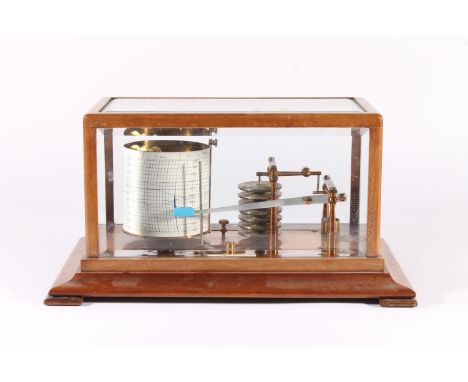 Chadburns of Liverpool Barograph, early 20th century, with seven section vacuum, held within mahogany and bevelled glass case