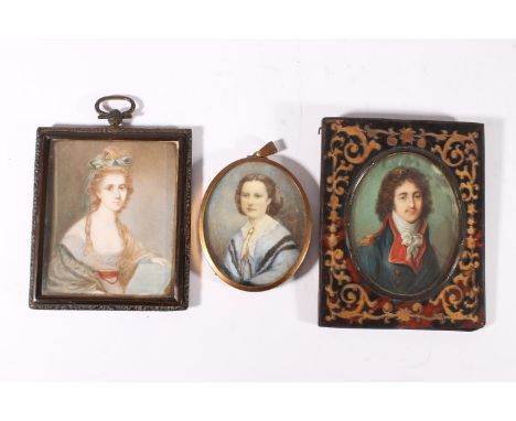 After Claude-Marie Dubufe (Fr. 1790-1864) portrait miniature of a military gentleman, signed Dubufe, watercolour on ivory, in